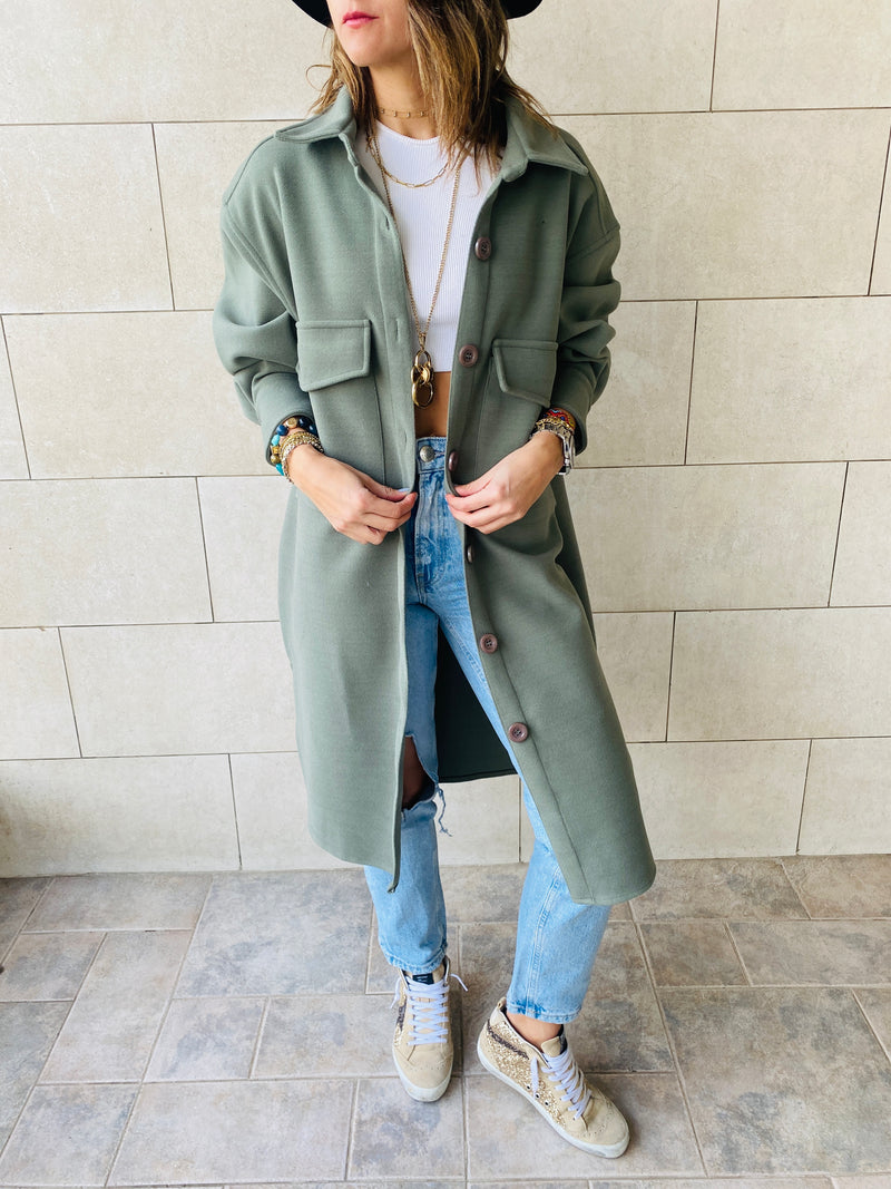 Olive Longline Laidback Shacket