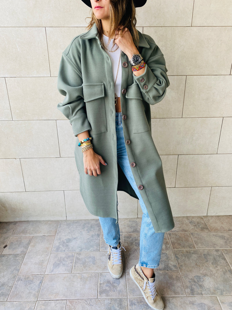 Olive Longline Laidback Shacket