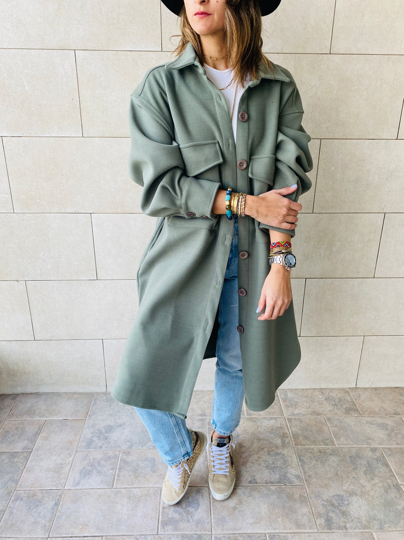 Olive Longline Laidback Shacket