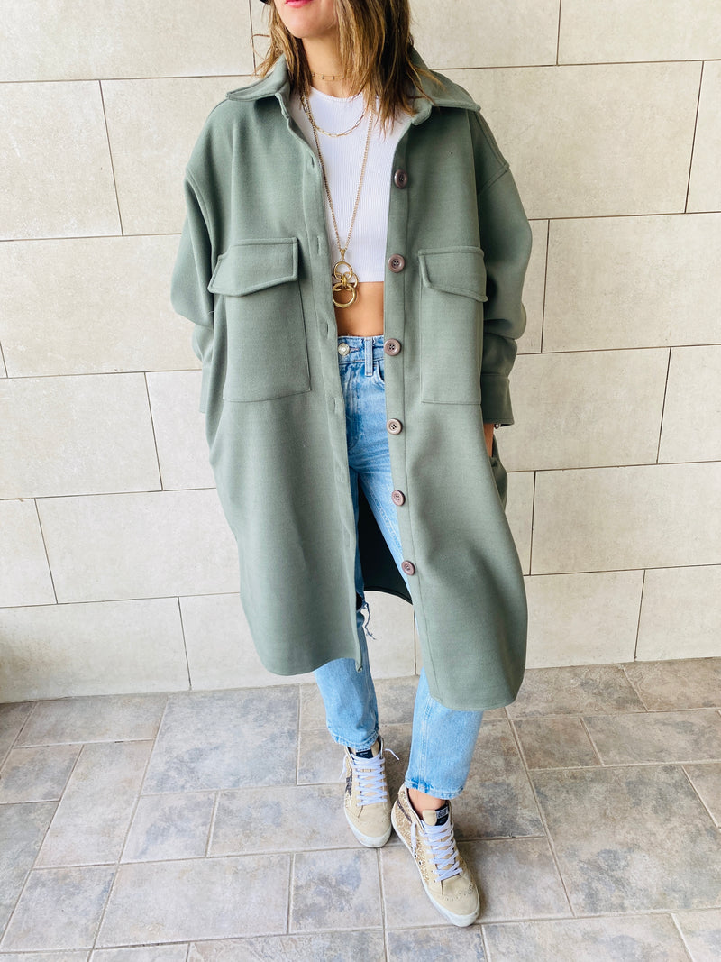 Olive Longline Laidback Shacket