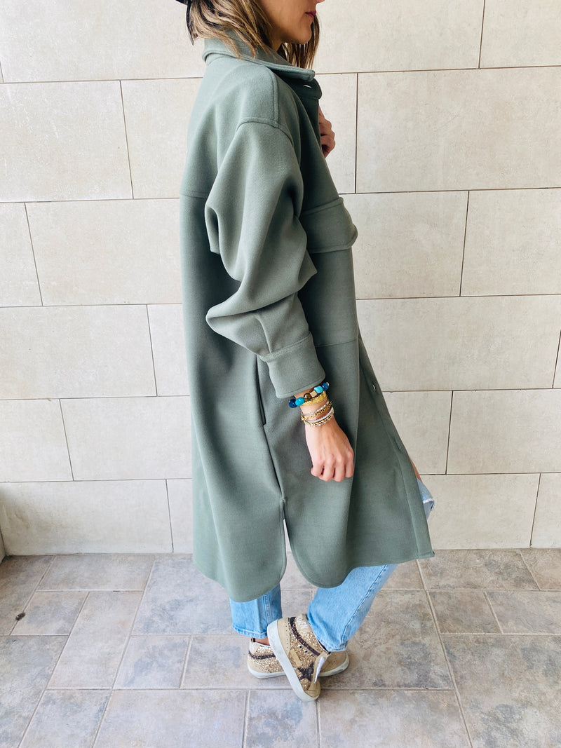 Olive Longline Laidback Shacket