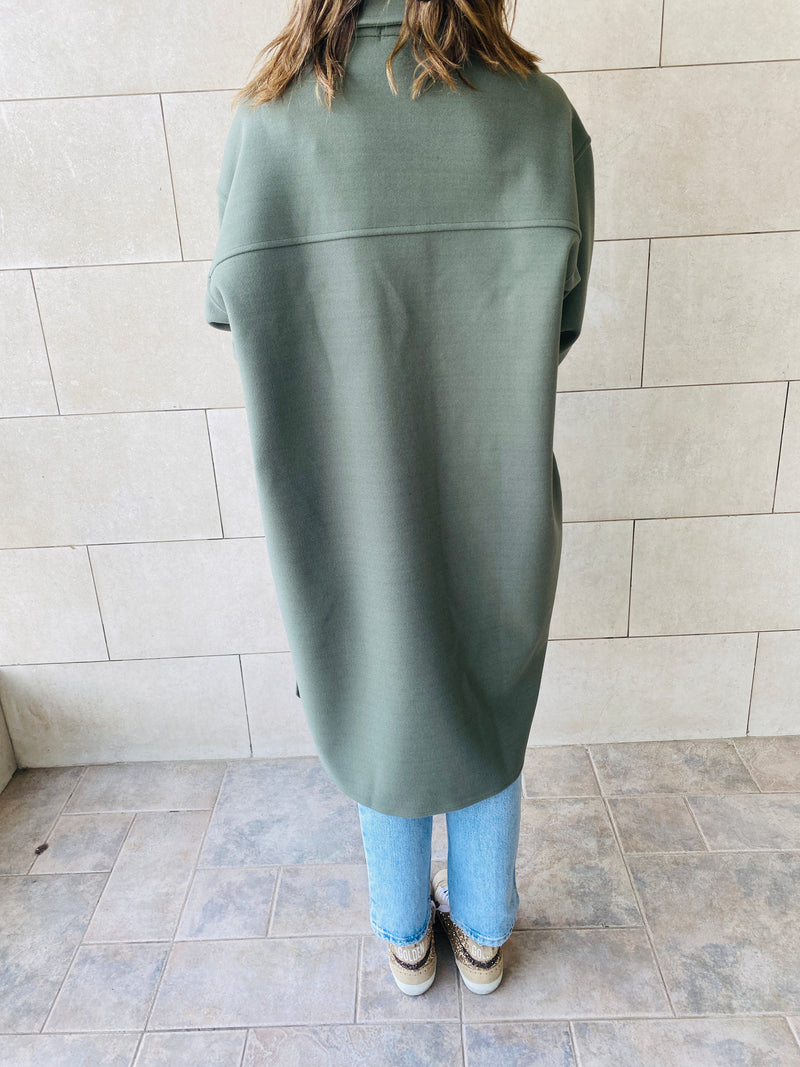 Olive Longline Laidback Shacket