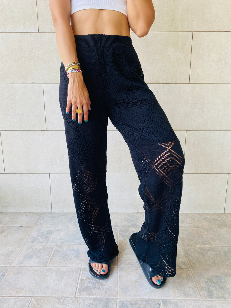 Black Crochet Pants