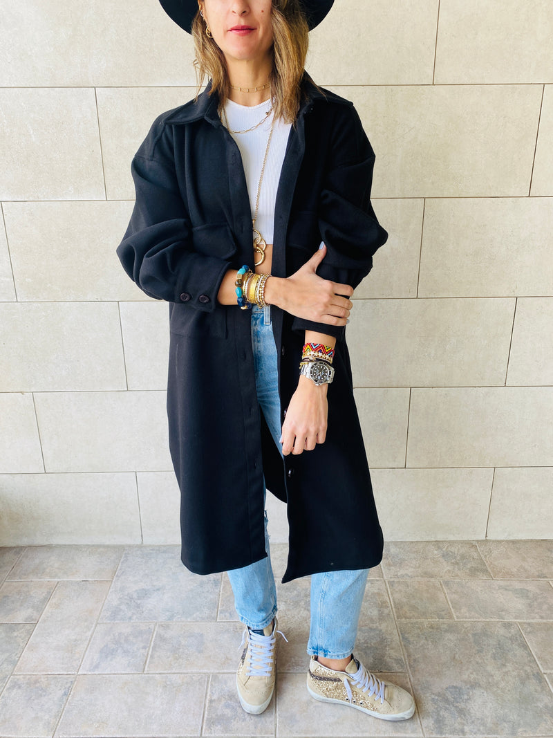 Black Longline Laidback Shacket