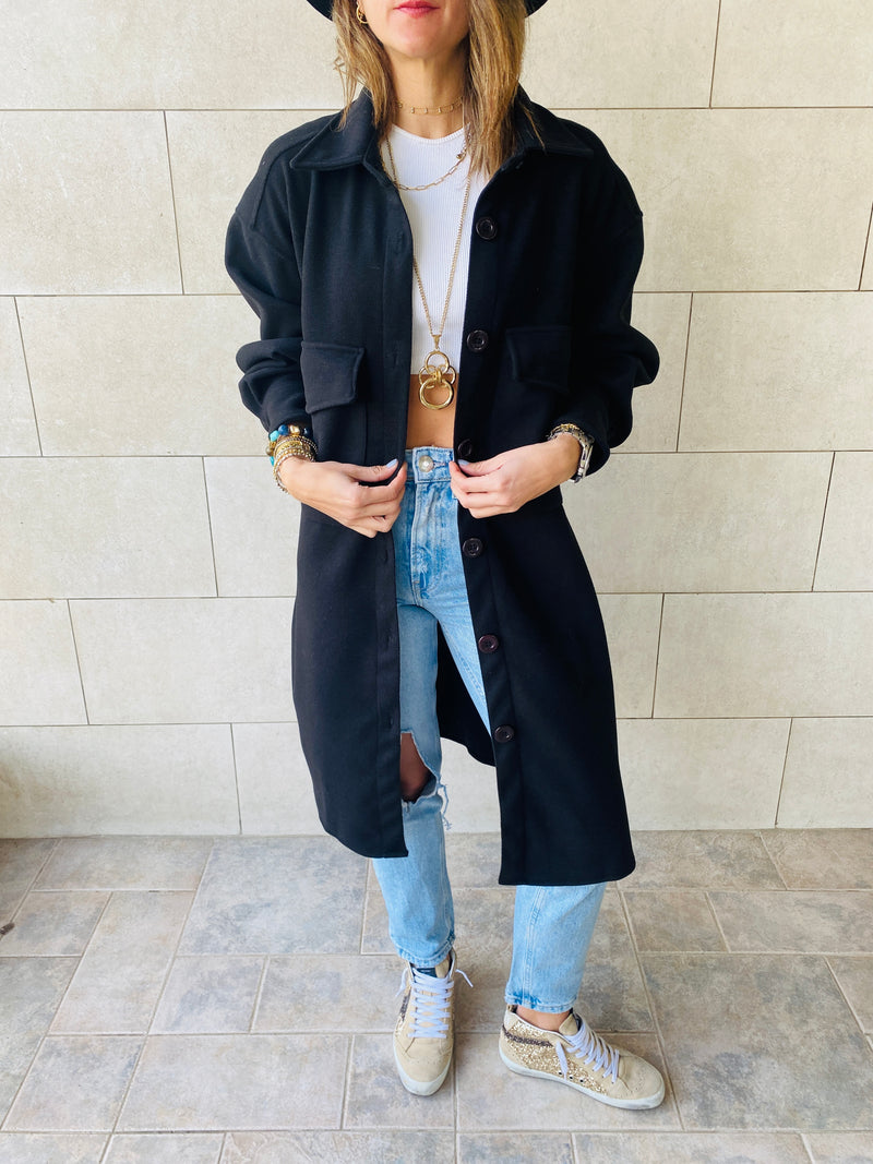 Black Longline Laidback Shacket