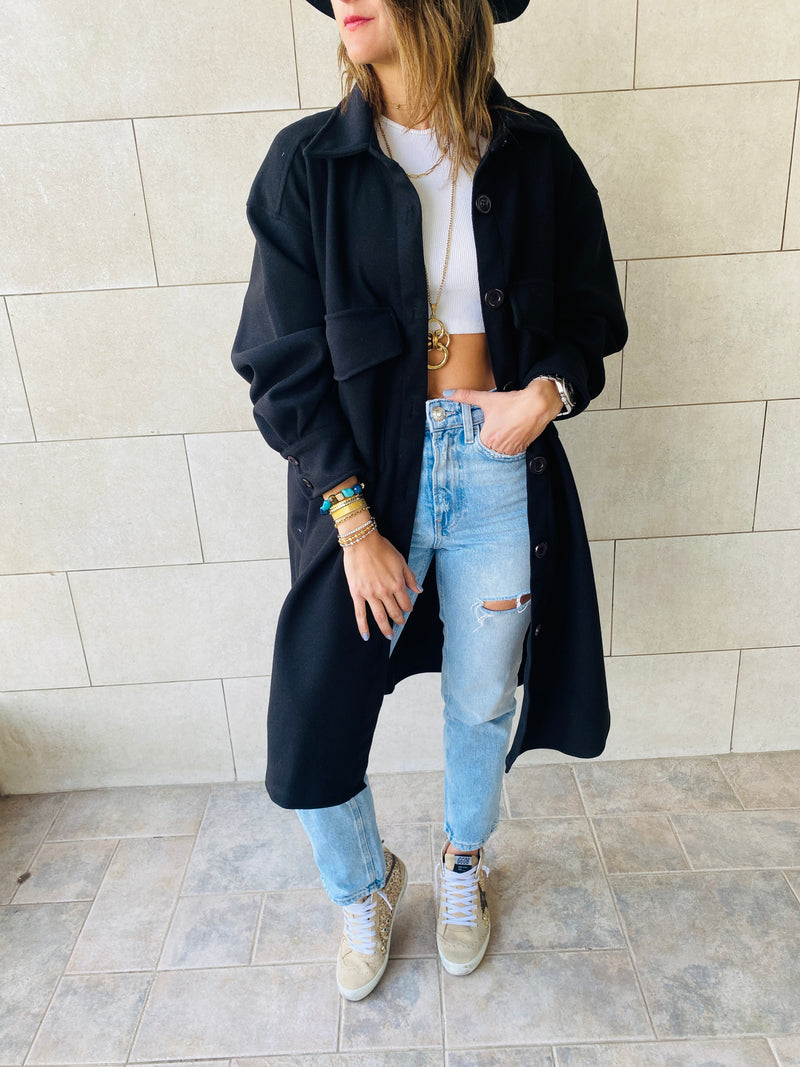 Black Longline Laidback Shacket
