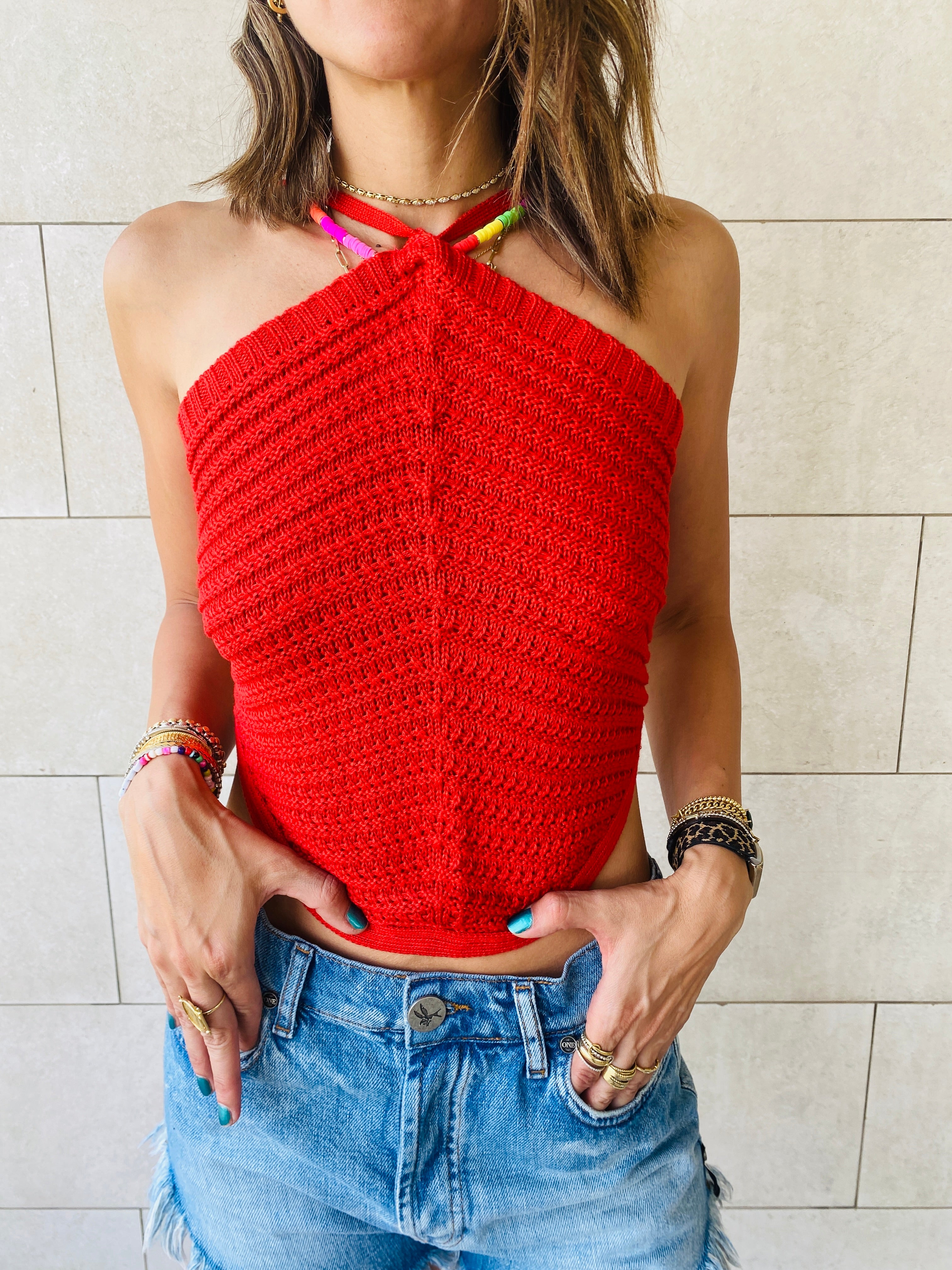 Rouge Crochet Halter Top