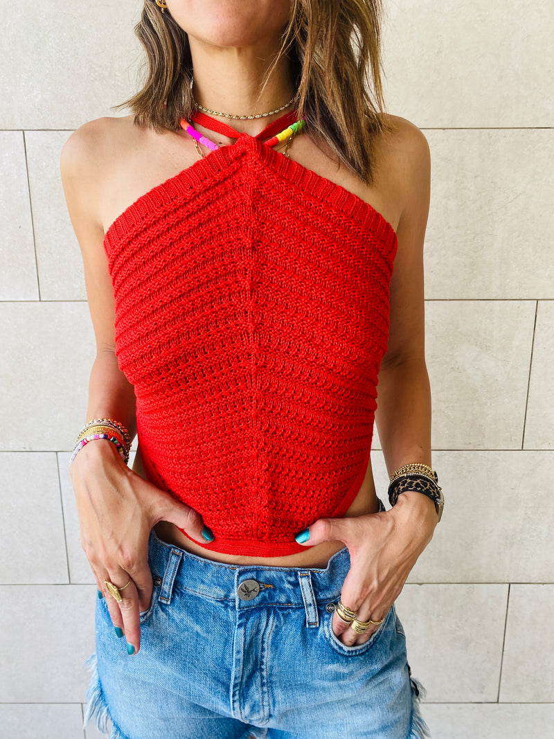 Rouge Crochet Halter Top