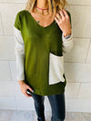 Olive Beige Pocket Sweater