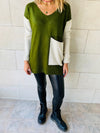 Olive Beige Pocket Sweater