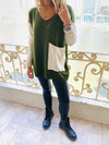 Olive Beige Pocket Sweater