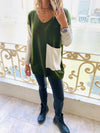 Olive Beige Pocket Sweater