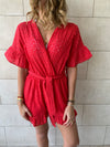 Red Anglaise Playsuit
