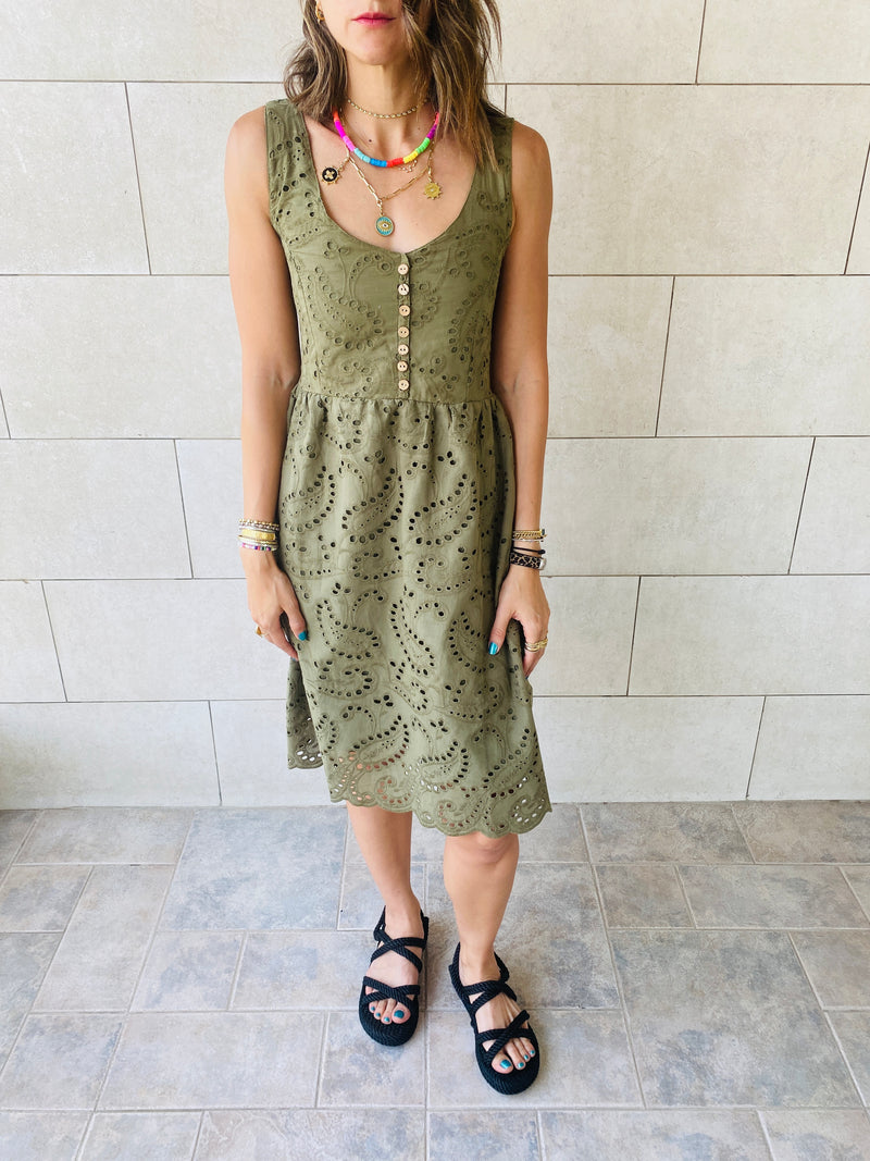 Olive Anglaise Playa Dress