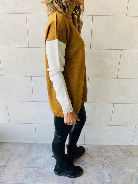 Camel Beige Pocket Sweater