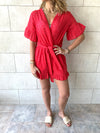 Red Anglaise Playsuit
