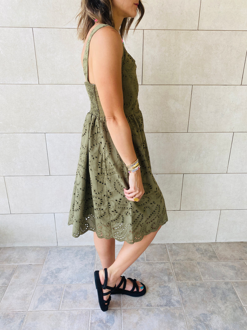 Olive Anglaise Playa Dress
