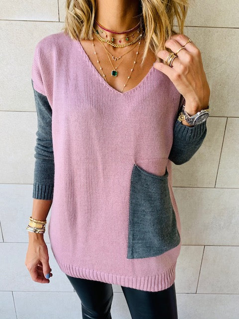 Rosie Grey Pocket Sweater