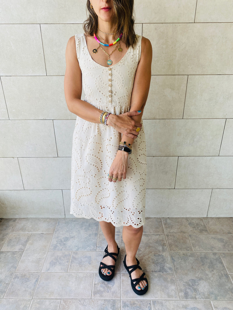 Beige Anglaise Playa Dress