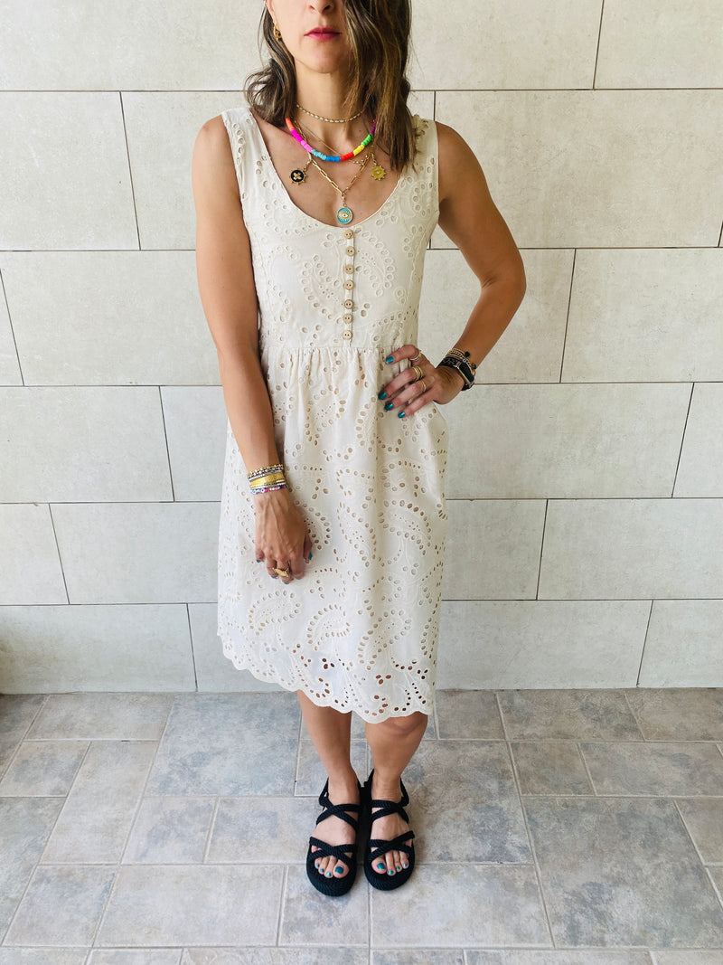 Beige Anglaise Playa Dress