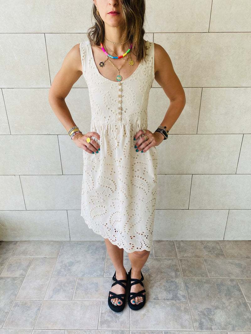 Beige Anglaise Playa Dress