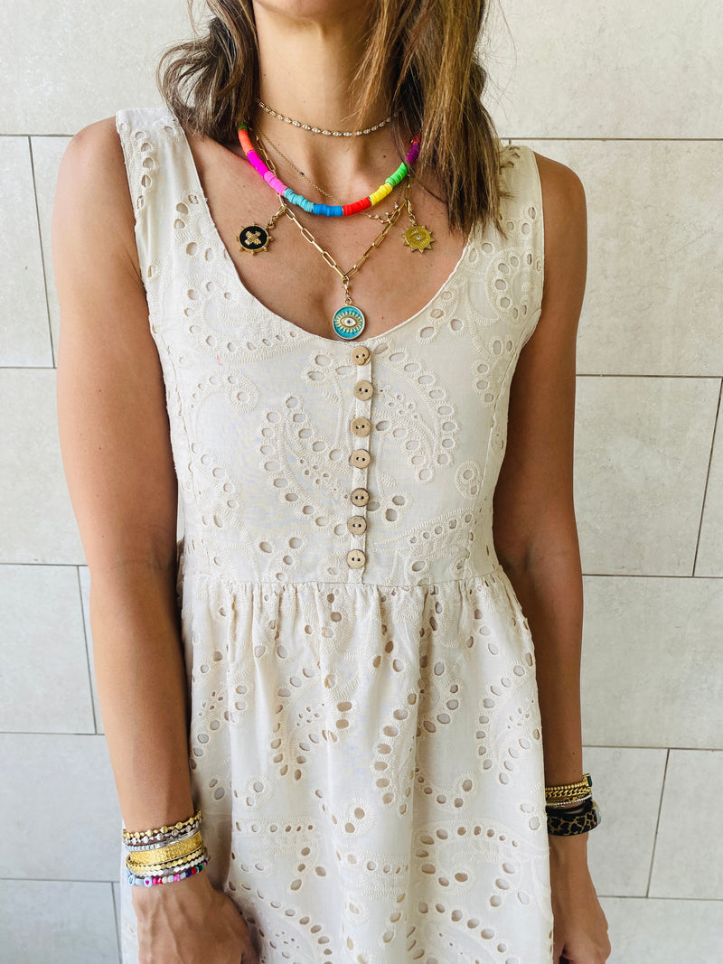 Beige Anglaise Playa Dress