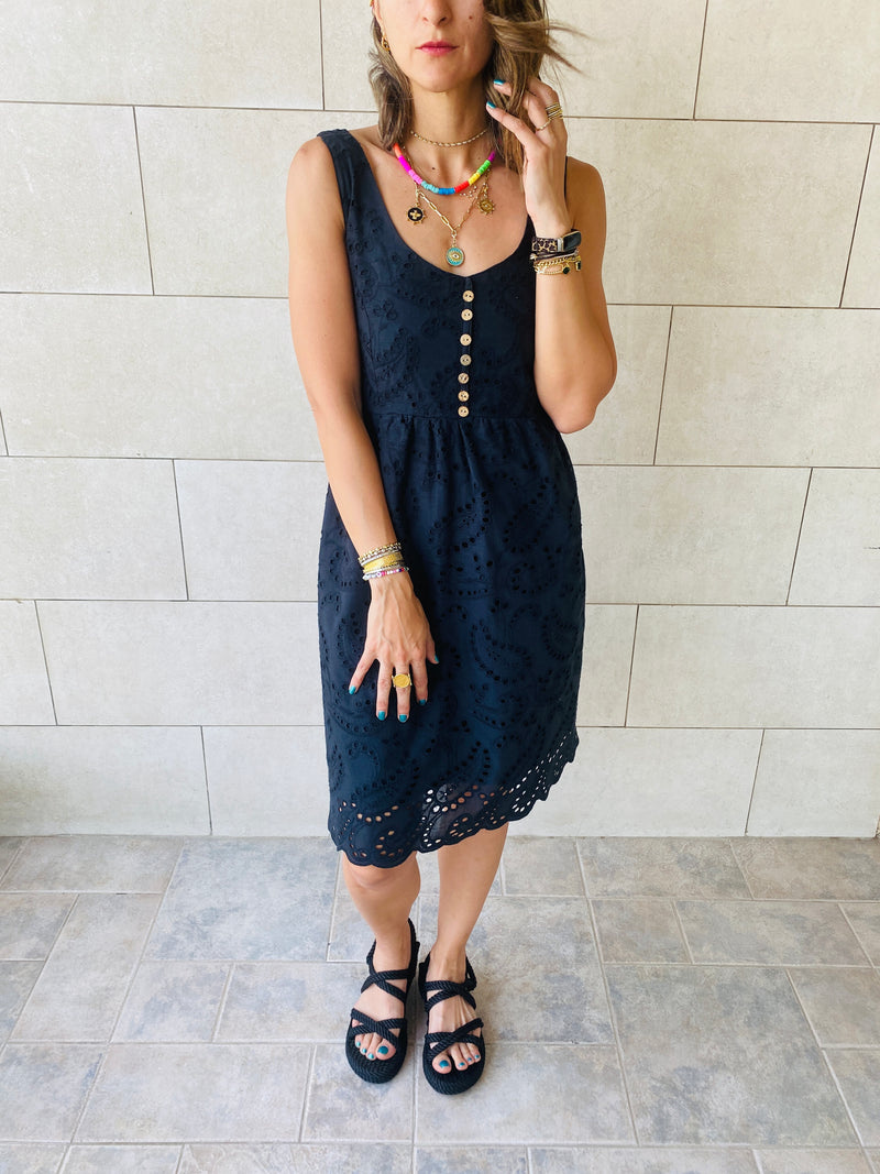 Black Anglaise Playa Dress