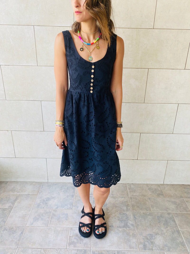 Black Anglaise Playa Dress
