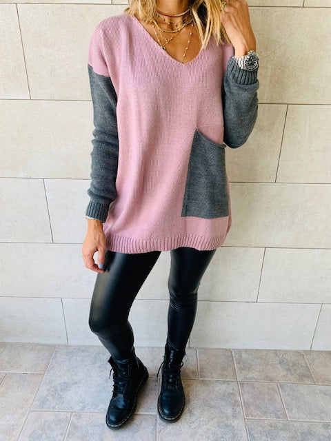 Rosie Grey Pocket Sweater