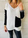 Ivory Black Pocket Sweater
