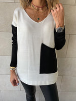 Ivory Black Pocket Sweater