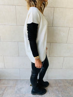 Ivory Black Pocket Sweater