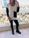 Ivory Black Pocket Sweater