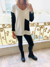Ivory Black Pocket Sweater