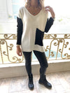 Ivory Black Pocket Sweater