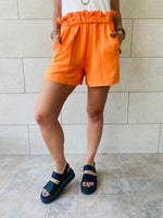 Orange Paperbag Linen Shorts