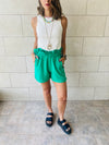 Green paperbag Linen shorts