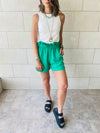Green paperbag Linen shorts