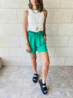 Green paperbag Linen shorts