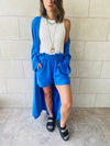 Blue Paperbag Linen Shorts