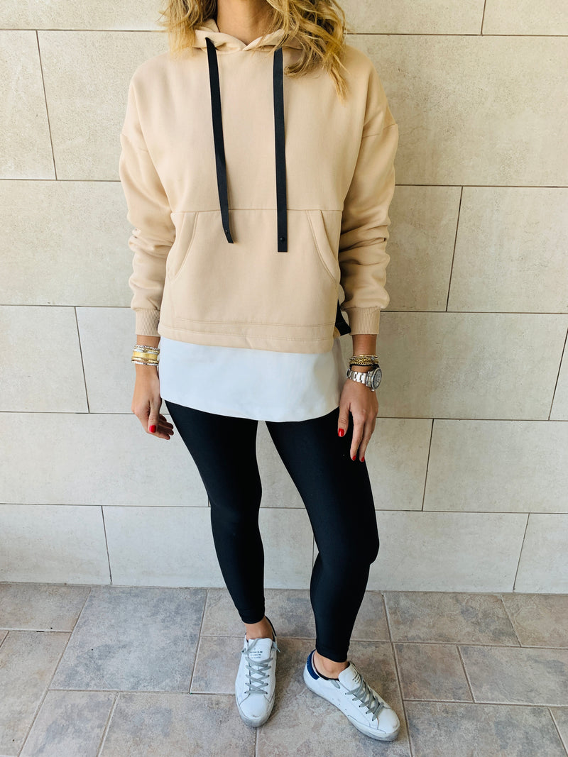 Beige Combined Hoodie