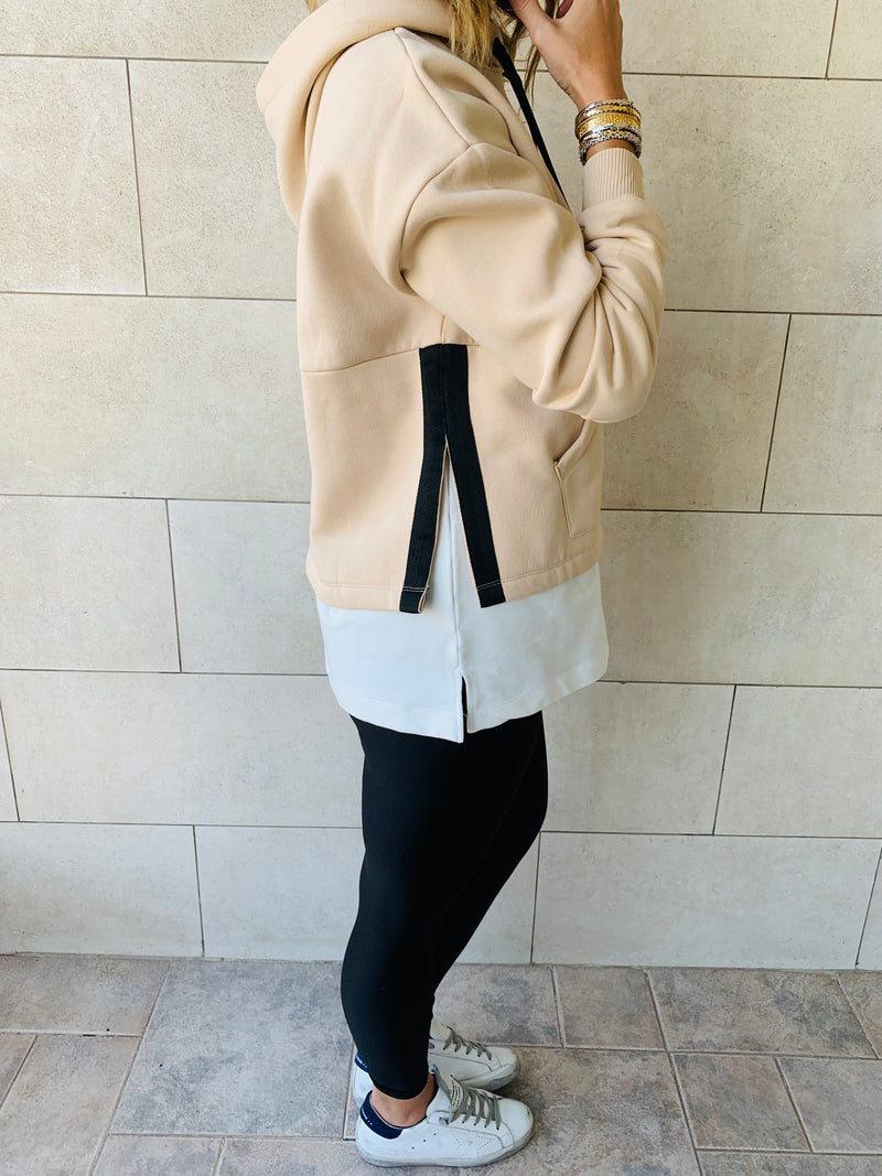 Beige Combined Hoodie