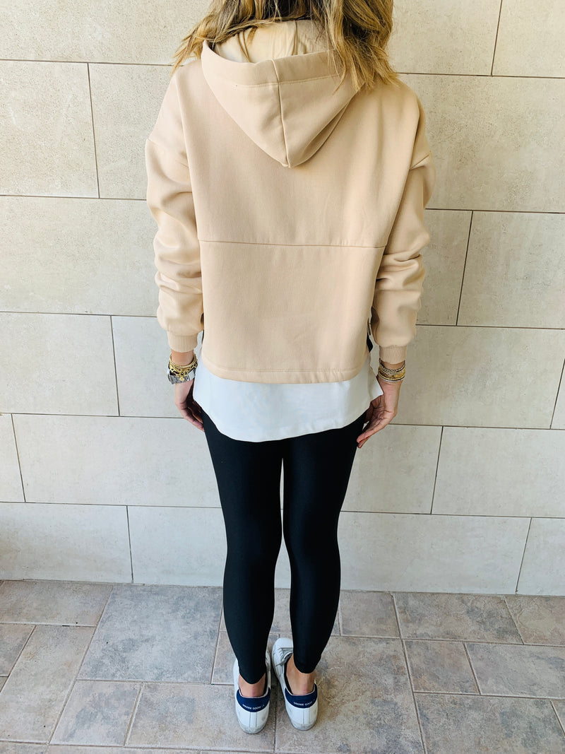 Beige Combined Hoodie