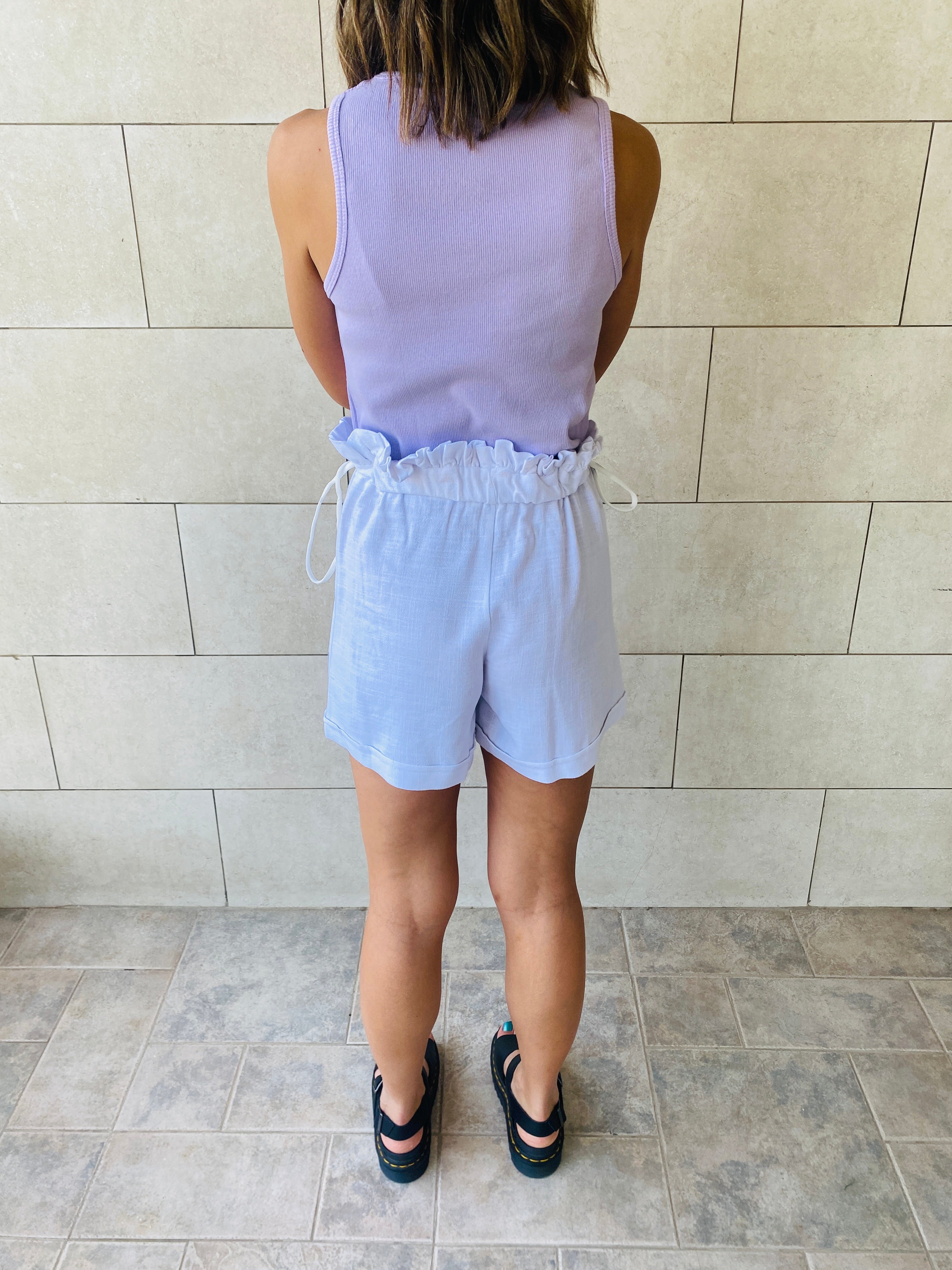 White Paperbag Linen Shorts