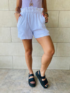 White Paperbag Linen Shorts