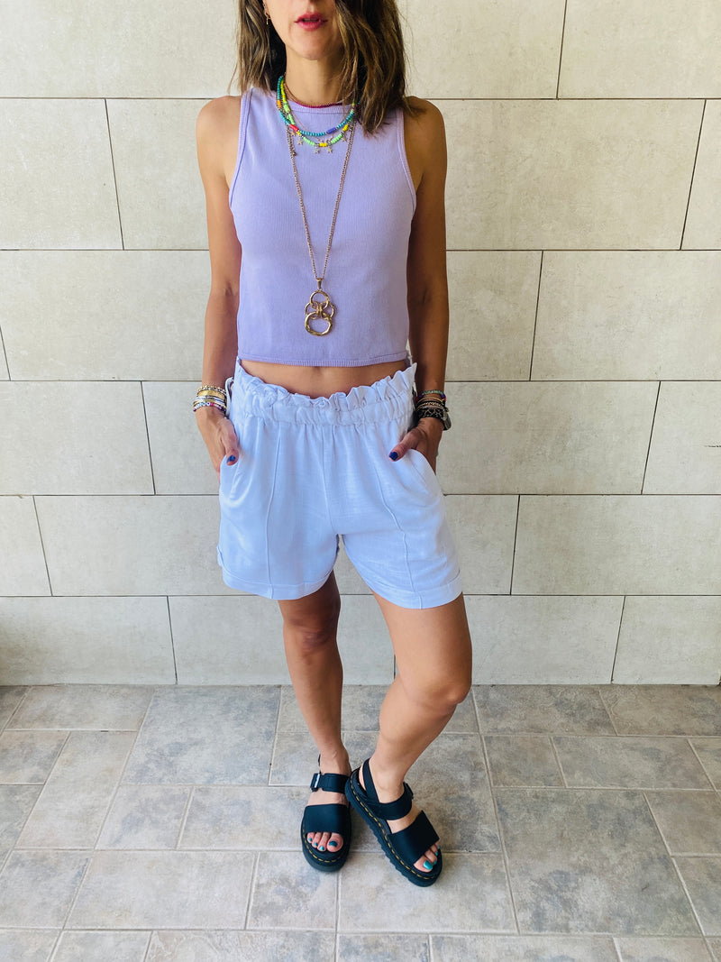 White & Lilac & Grey Crop Set