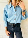 Blue Tucked In Denim Shirt