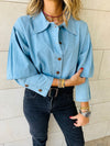 Blue Tucked In Denim Shirt