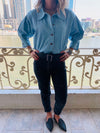 Blue Tucked In Denim Shirt