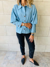 Blue Tucked In Denim Shirt